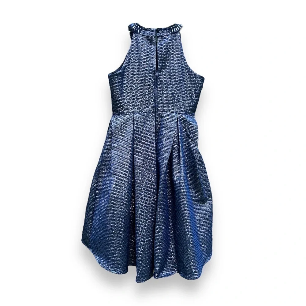 Rare Editions Dress Sparkly Blue Sleeveless Petticoat Girls (see measurements)